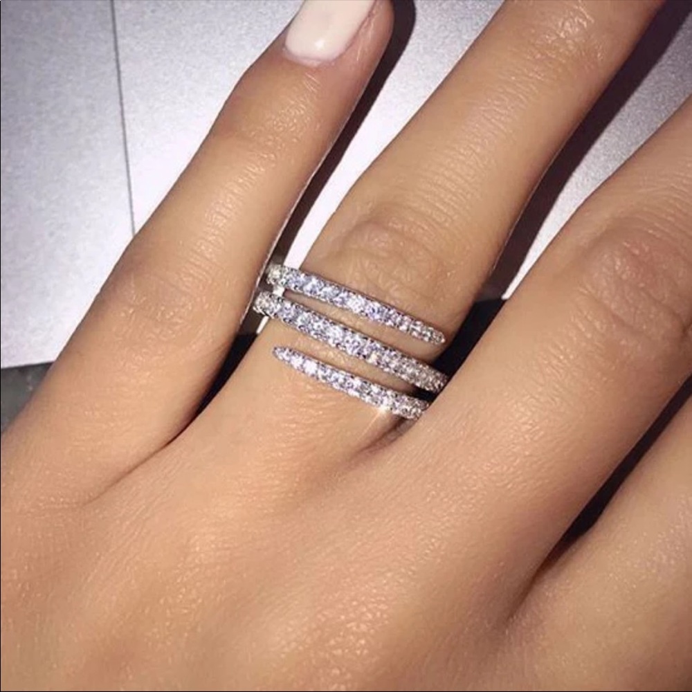 New Luxury 925 Silver Eternity Diamond Ladies Ring